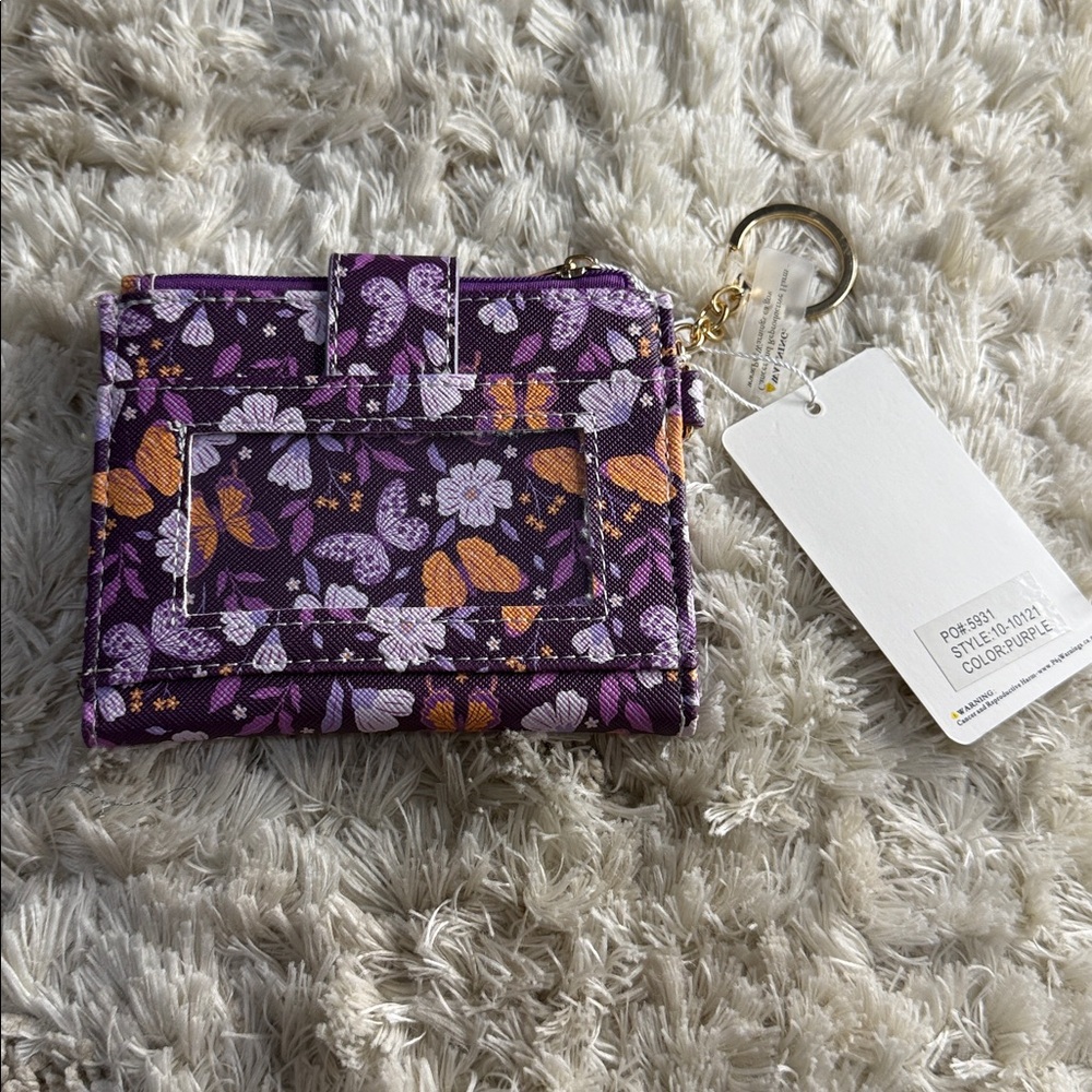 Floral Purple and Orange Butterfly Wallet - Picture 2 of 9
